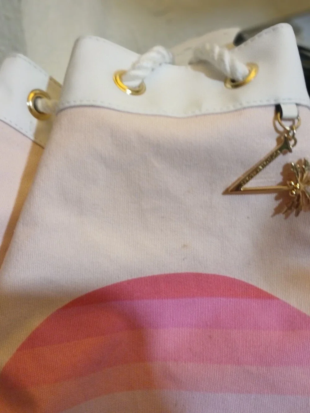 Victoria's Secret Pink & White Striped Drawstring Bag - Picture 3 of 5